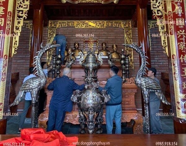 Hạc đồng chầu thờ khảm tam khí kĩ 1m97 nặng 180kg