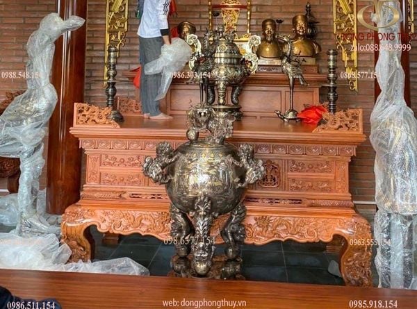 Hạc đồng chầu thờ khảm tam khí kĩ 1m97 nặng 180kg