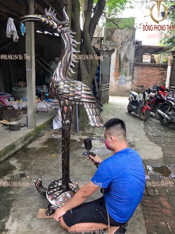 Hạc đồng đỏ khảm ngũ sắc 1m76 nặng 130kg