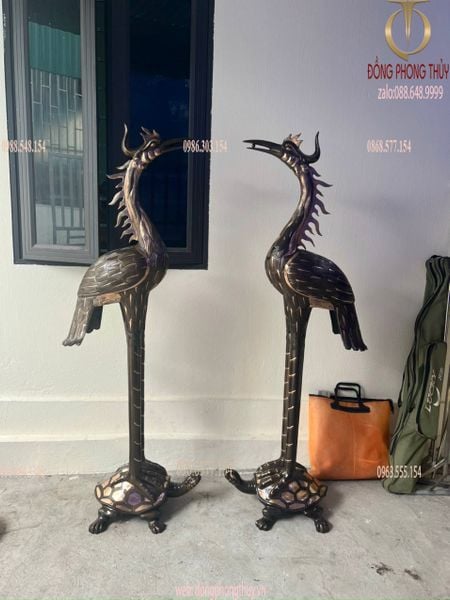 Đôi hạc đồng đỏ phớt nỉ 1m76