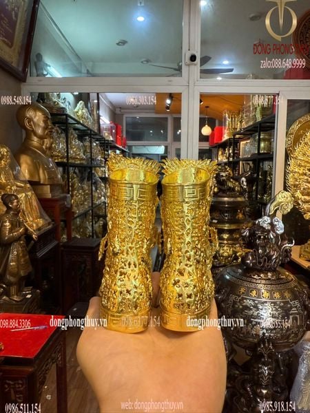 Đôi hia rồng bằng đồng cao 12cm