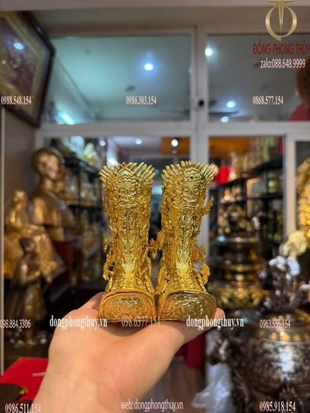 Đôi hia rồng bằng đồng cao 12cm