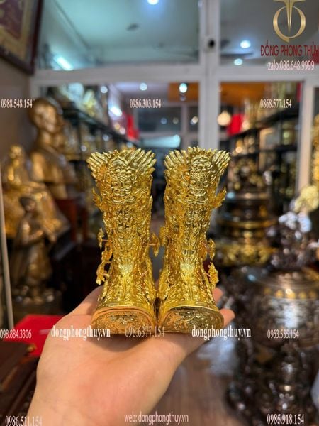 Đôi hia rồng bằng đồng cao 12cm