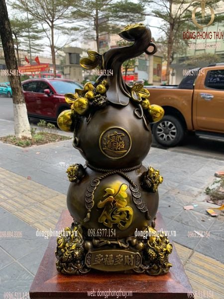 Hồ lô phong thuỷ bằng đồng cao 48cm ngang 20cm nặng 11kg