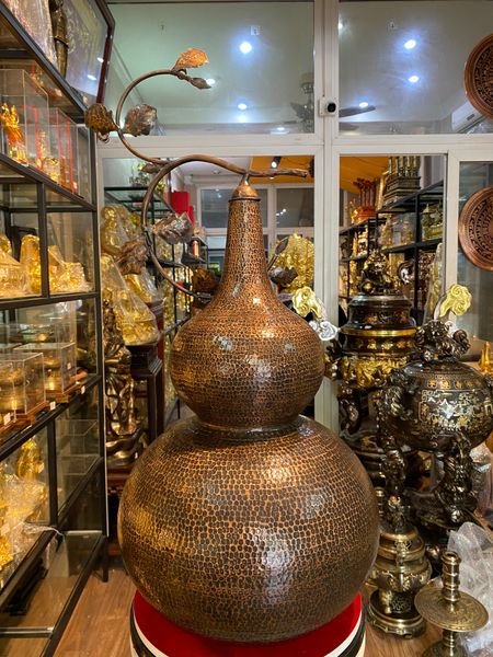 Hồ lô phong thủy 81cm gò tay thủ công bằng đồng đỏ