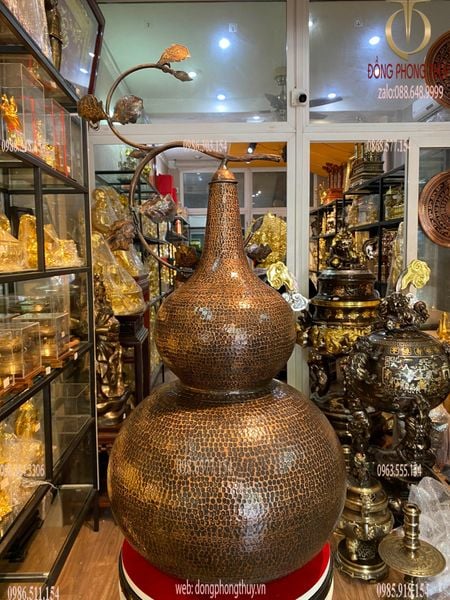 Hồ lô phong thủy 81cm gò tay thủ công bằng đồng đỏ