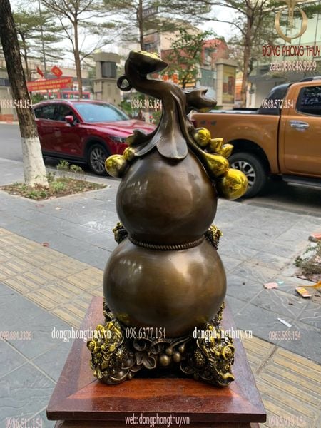 Hồ lô phong thuỷ bằng đồng cao 48cm ngang 20cm nặng 11kg