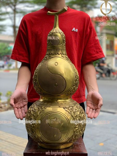Hồ lô phong thủy bằng đồng cao 72cm nặng 16kg