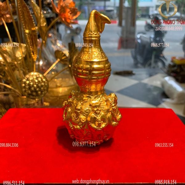 Hồ lô phong thủy bát tiên Cao 14 ngang 6 nặng 300gram dát vàng 24k