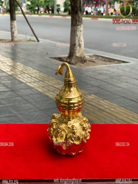 Hồ lô phong thủy bát tiên Cao 14 ngang 6 nặng 300gram dát vàng 24k