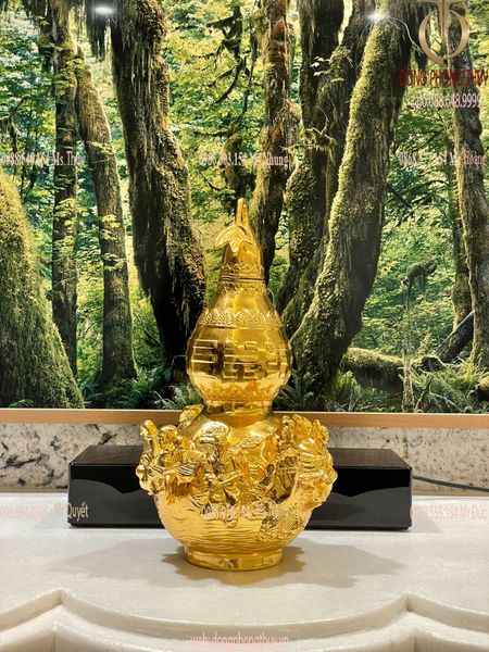 Hồ lô phong thủy bát tiên phong thủy bằng đồng dát vàng 24k