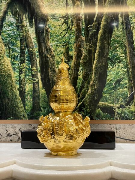 Hồ lô phong thủy bát tiên phong thủy bằng đồng dát vàng 24k