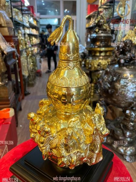 Hồ lô phong thủy bát tiên dát vàng 24k