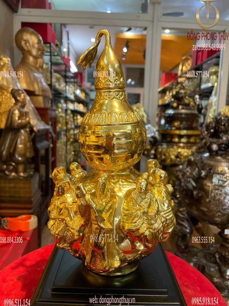 Hồ lô phong thủy bát tiên dát vàng 24k