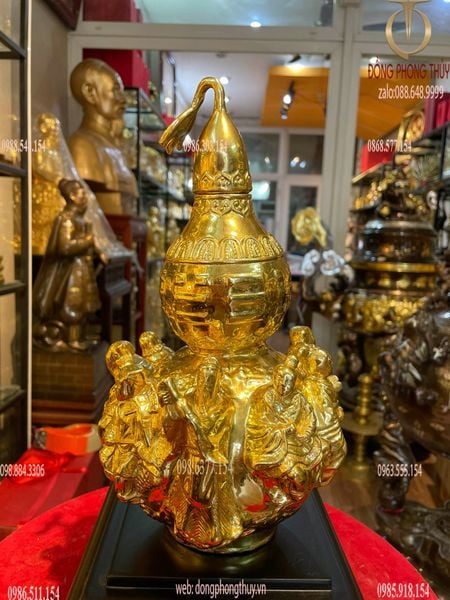 Hồ lô phong thủy bát tiên dát vàng 24k