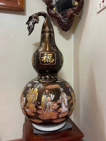 Hồ lô phong thủy bằng đồng đỏ khảm tam khí