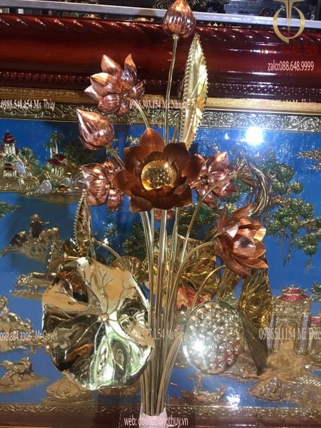 Hoa sen bằng đồng 20 cành cao 90cm