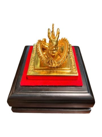 Ấn rồng Hoàng đế chi bảo 10,5cm bằng đồng dát vàng 24k