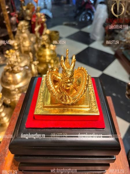 Ấn rồng Hoàng đế chi bảo 10,5cm bằng đồng dát vàng 24k