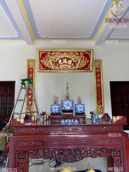 Hoành phi câu đối 1m97 dát vàng nano