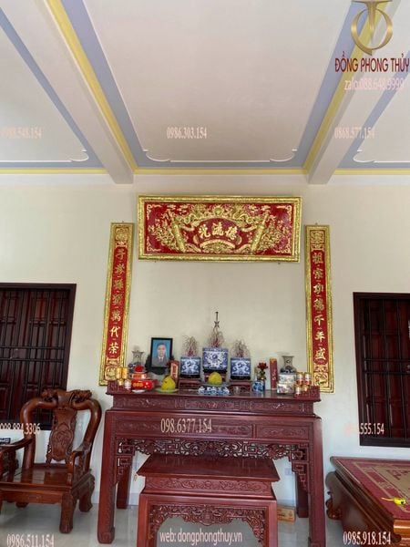 Hoành phi câu đối 1m97 dát vàng nano