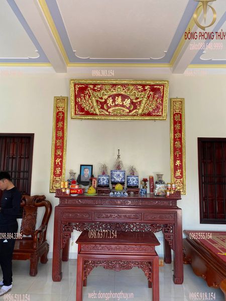 Hoành phi câu đối 1m97 dát vàng nano