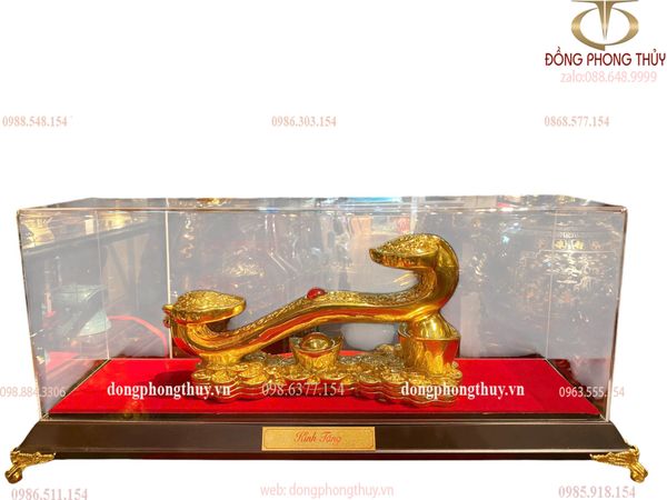 Gậy như ý bằng đồng dát vàng 24k Cao 13cm dài 27cm nặng 1,7kg dát 24k
