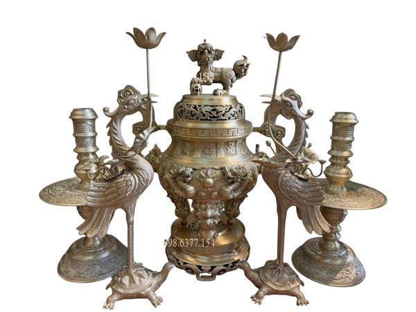 Bộ đỉnh đồng Ngũ sự cát tút cao 70cm