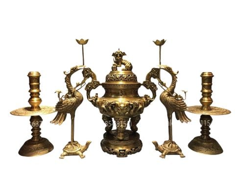 Đỉnh đồng ngũ sự cao 65cm vàng kĩ 33kg- Đồng phong thủy