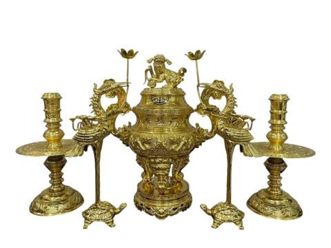 Bộ đỉnh đồng ngũ sự đỉnh đồng 65 nặng 38kg dát vàng