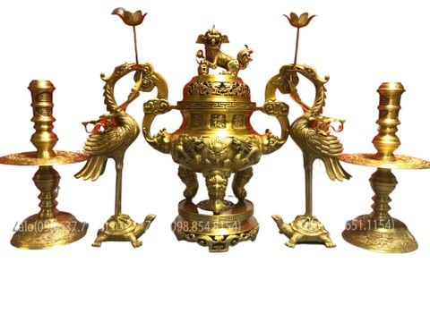 Đỉnh Đồng Ngũ sự song long chầu nguyệt 70 vàng đậm