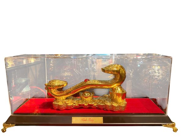 Gậy như ý bằng đồng dát vàng 24k Cao 13cm dài 27cm nặng 1,7kg dát 24k
