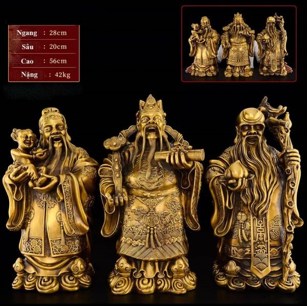 Tượng tam đa phúc lộc thọ cao 56cm 42kg