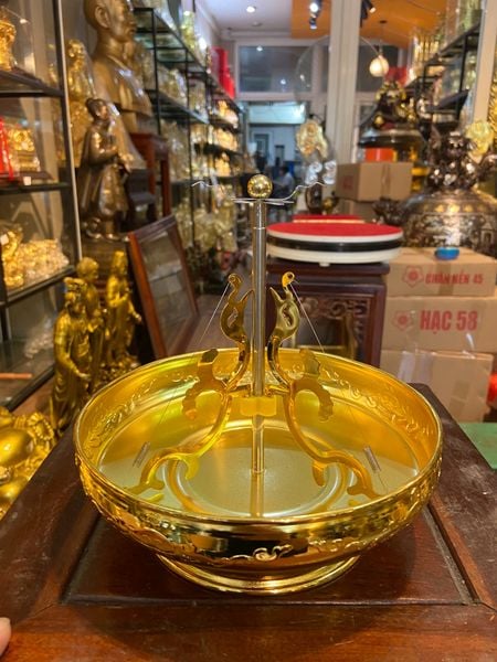 Khay đỡ hương vòng bằng đồng Cao 19cm đk 17cm 400g