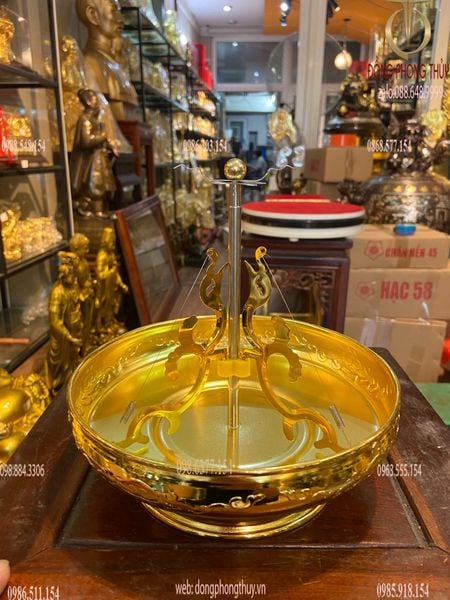 Khay đỡ hương vòng bằng đồng Cao 19cm đk 17cm 400g