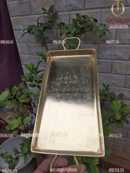 Khay đồng vàng gò thủ công