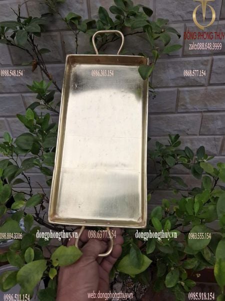 Khay đồng vàng gò thủ công