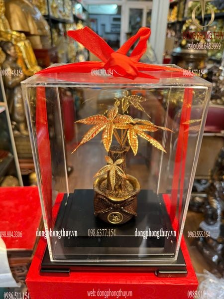Cây kim ngân mạ vàng 24k 17x13,5x22cm