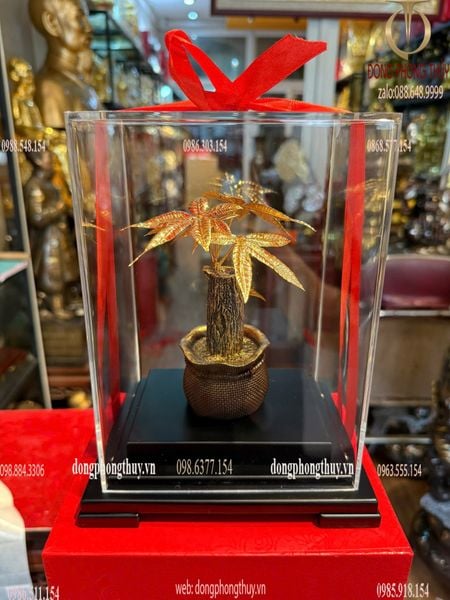 Cây kim ngân mạ vàng 24k 17x13,5x22cm