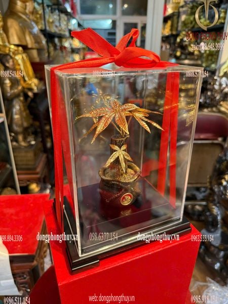 Cây kim ngân mạ vàng 24k 17x13,5x22cm