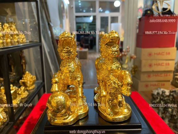 Kỳ lân phong thủy bằng đồng dát vàng 24k