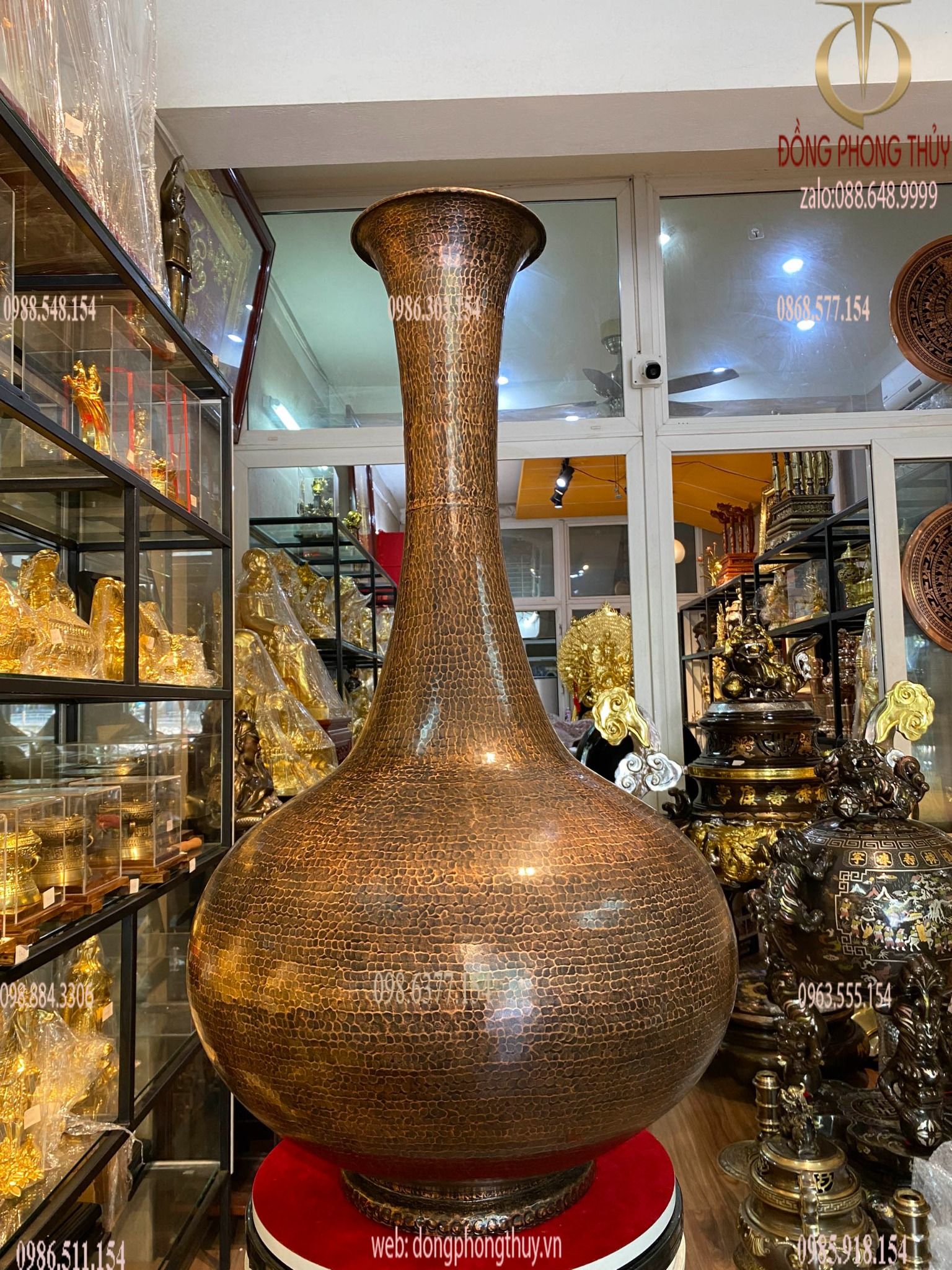 Lọ củ tỏi bằng đồng đỏ 80cm