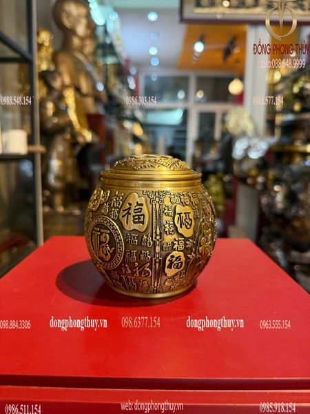 Lọ đựng chè bằng đồng 10*10*500gr