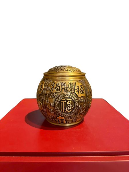 Lọ đựng chè bằng đồng 10*10*500gr