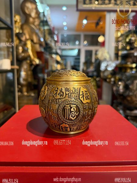 Lọ đựng chè bằng đồng 10*10*500gr