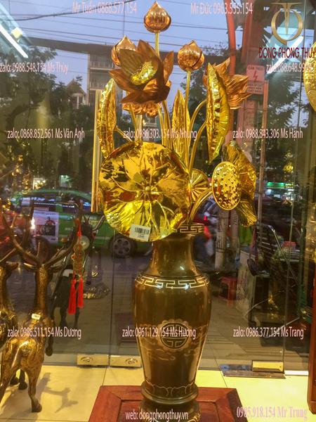 Lọ hoa bằng đồng khảm tam khí cao 38cm