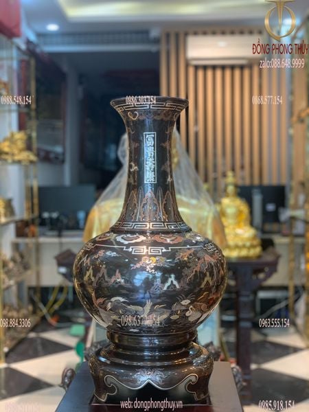 Lọ hoa củ tỏi khảm ngũ sắc 60cm - Lọ lộc bình
