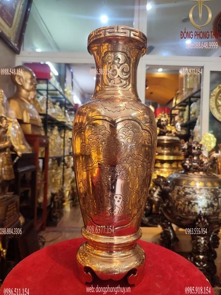 Đôi lục bình đồng đỏ Phúc - Lộc