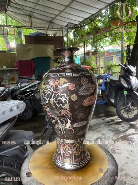 Đôi Lọ hoa mai bình khảm ngũ sắc