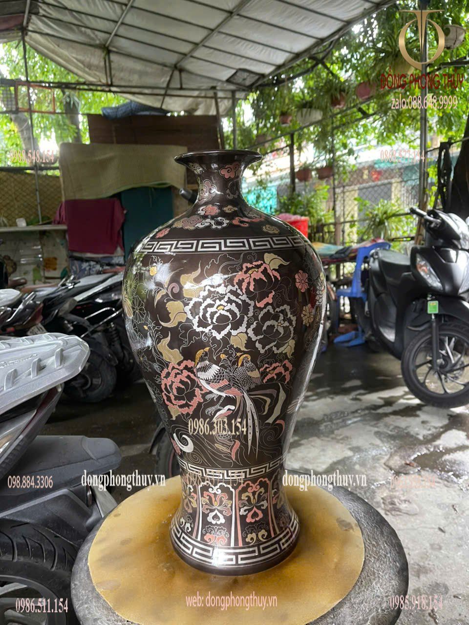Lọ hoa mai bình khảm ngũ sắc
